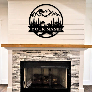 Bear Last Name Sign | Personalized Family Name Metal Sign | Nature Background with Bears | Anniversary, Birthday or Christmas Gift Idea